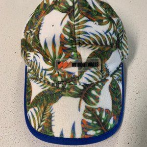 Without Walls Blue and White Tropical Pattern Hat with Draw-String